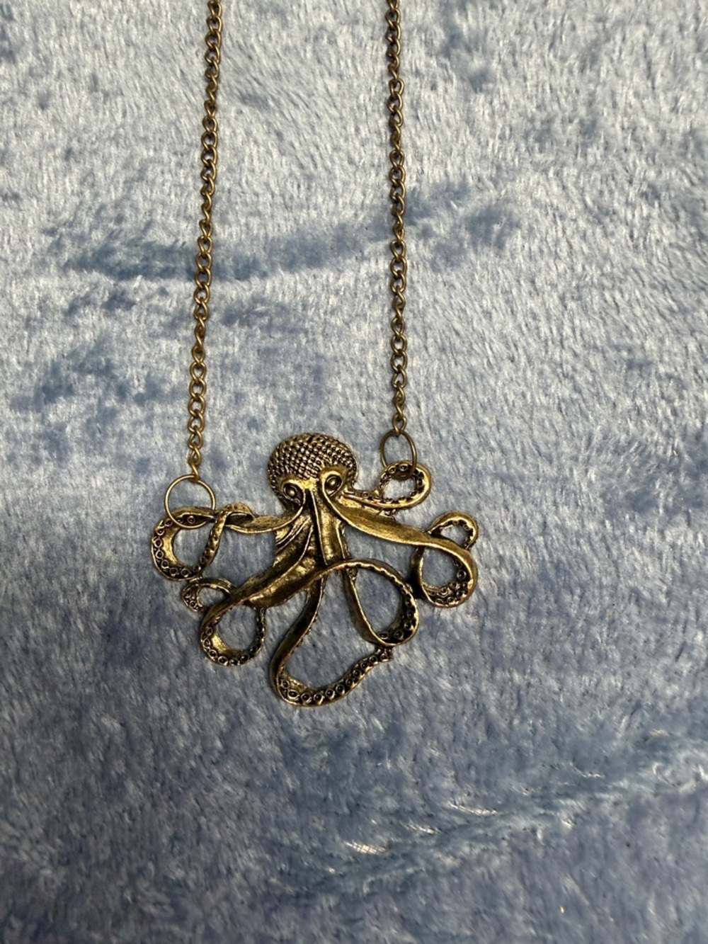 Octopus Pendant Necklace in Antique Gold - Picture 2 of 3